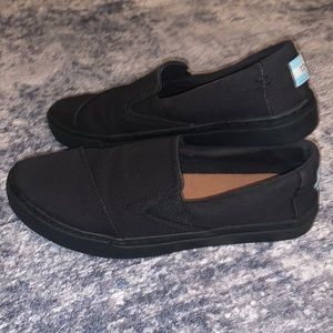 Toms black slip on sneakers size 7
